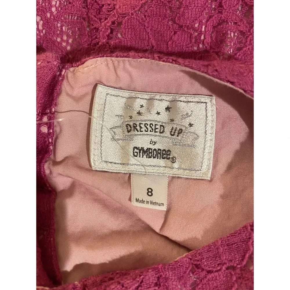 Dressed Up By Gymboree Girls Dress size 8 Pink Lace Overlay‎ Shift Button Back